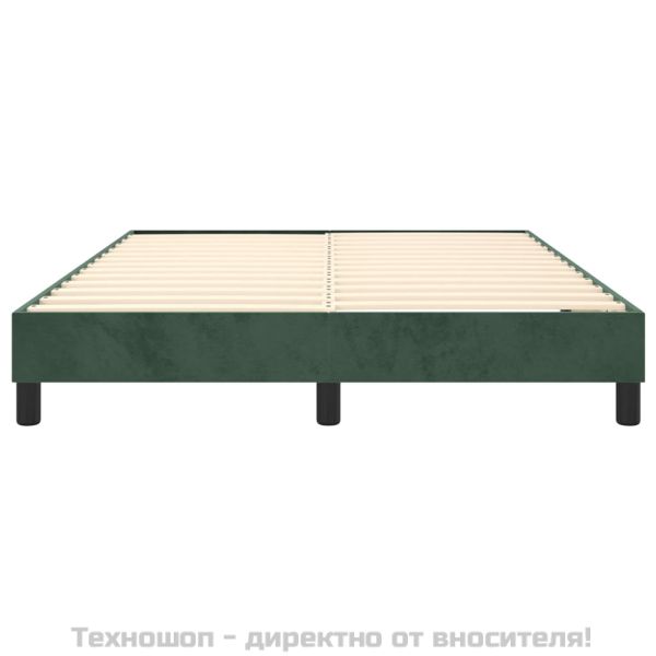 Рамка за легло с пружини, тъмнозелена, 140x190 см, кадифе