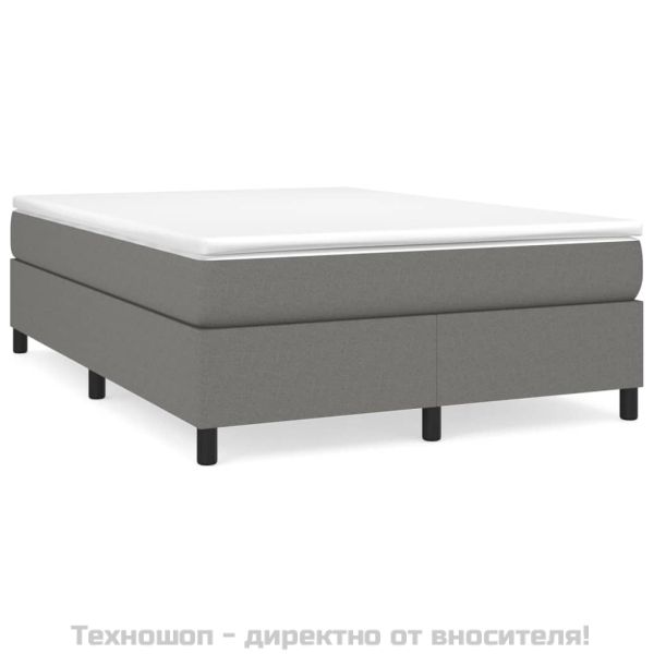 Рамка за легло с пружини, тъмносива, 140x190 см, плат