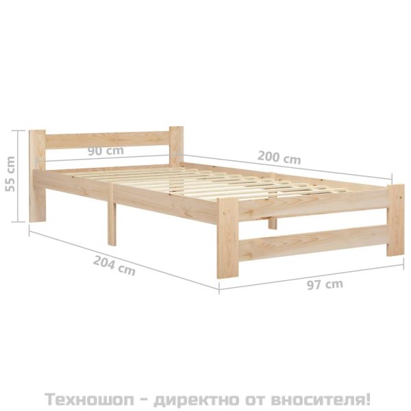 Рамка за легло, бор масив, 90х200 см