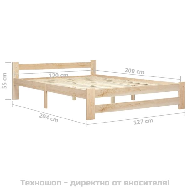 Рамка за легло, бор масив, 120х200 см
