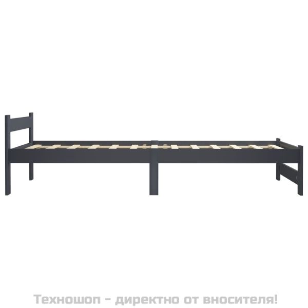 Рамка за легло, тъмносива, бор масив, 100х200 см
