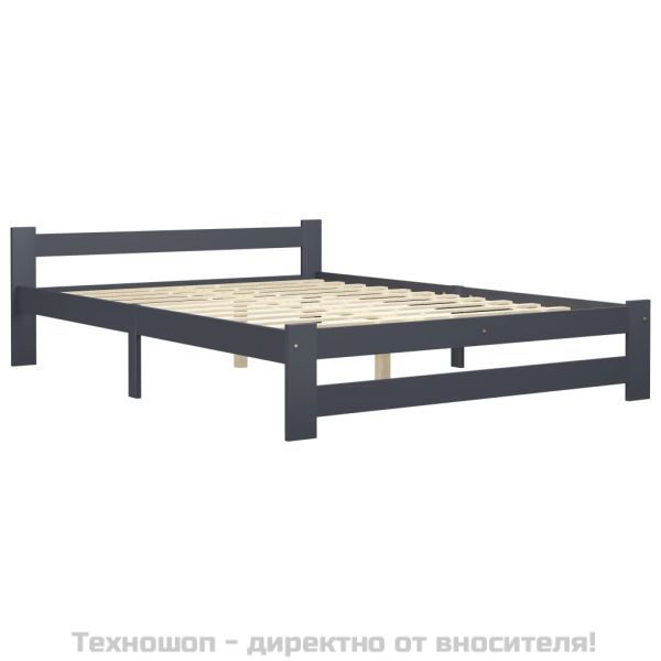 Рамка за легло, тъмносива, бор масив, 120x200 см