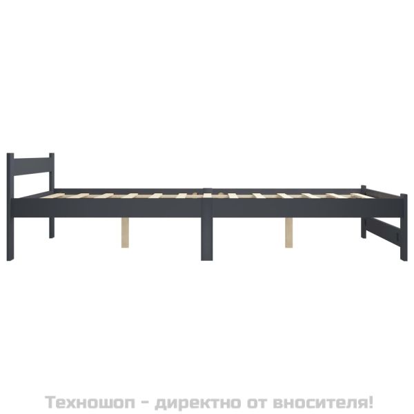 Рамка за легло, тъмносива, бор масив, 120x200 см