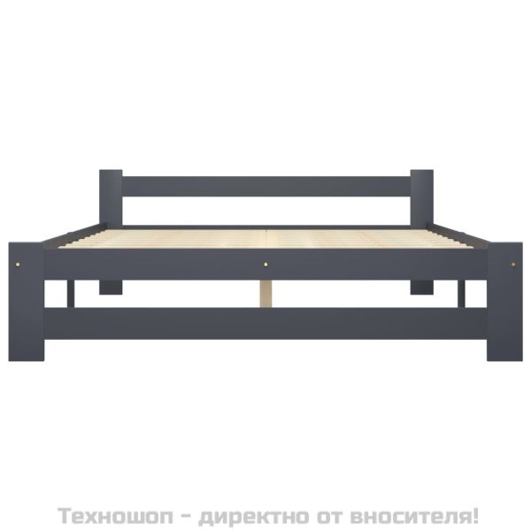 Рамка за легло, тъмносива, бор масив, 140x200 см
