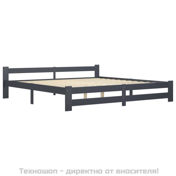 Рамка за легло, тъмносива, бор масив, 200x200 см