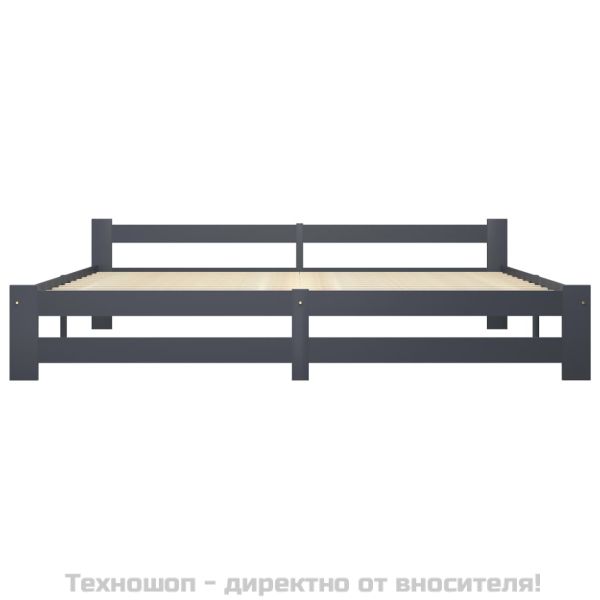 Рамка за легло, тъмносива, бор масив, 200x200 см