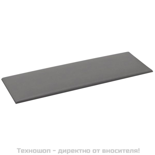 Стенни панели, 12 бр, сиви, 90x30 см, изкуствена кожа, 3,24 м²