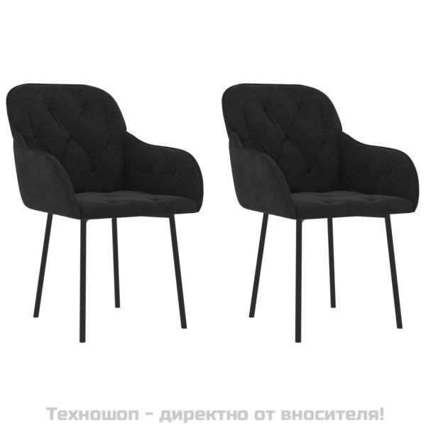 Трапезни столове, 2 бр, черни, кадифе