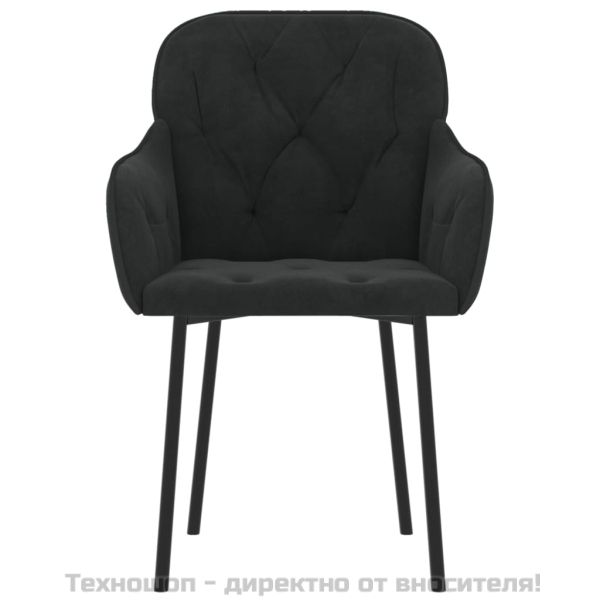 Трапезни столове, 2 бр, черни, кадифе