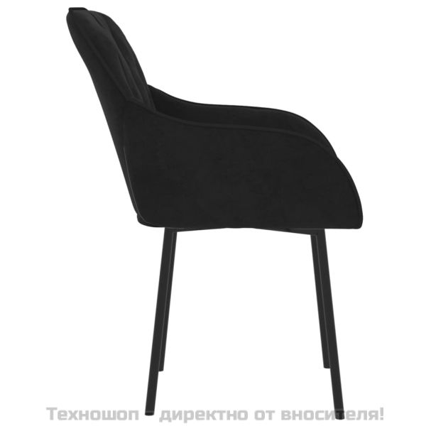 Трапезни столове, 2 бр, черни, кадифе