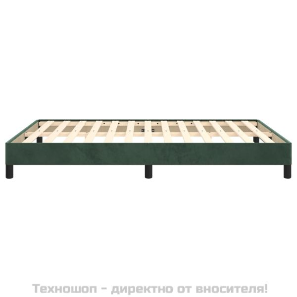 Рамка за легло без матрак, тъмнозелена, 140x190 см, кадифе