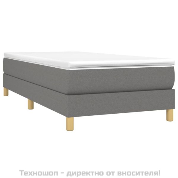Рамка за легло с пружини, тъмносива, 90x200 см, плат