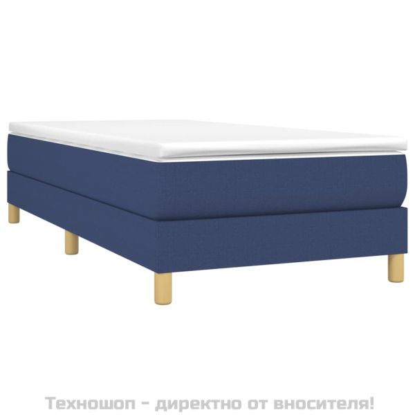 Рамка за легло с пружини, Синьо, 90x200 см, плат