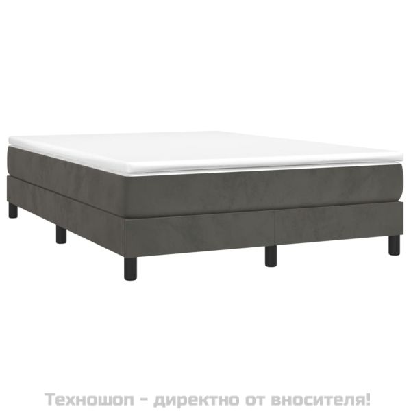 Рамка за легло с пружини, тъмносива, 140x200 см, кадифе
