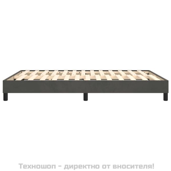 Рамка за легло с пружини, тъмносива, 140x200 см, кадифе