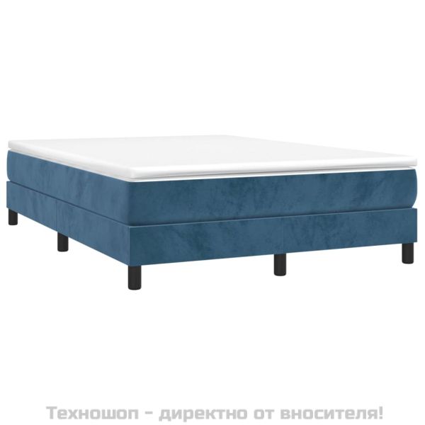 Рамка за легло с пружини, тъмносиня, 140x200 см, кадифе