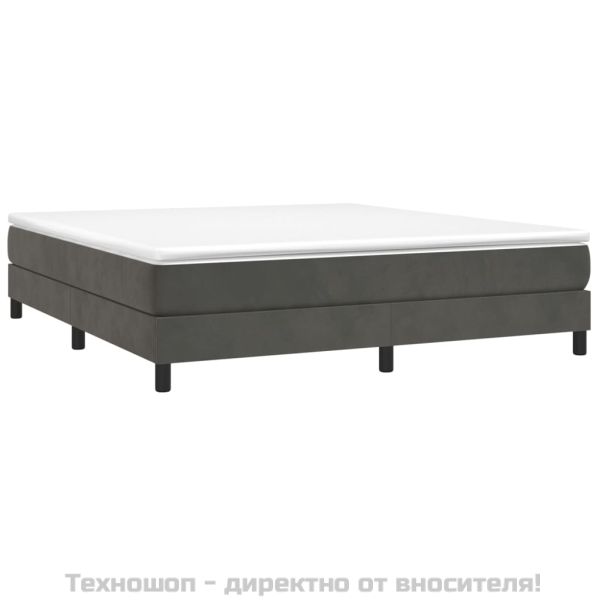 Рамка за легло с пружини, тъмносива, 160x200 см, кадифе