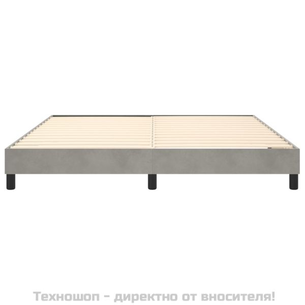 Рамка за легло с пружини, светлосива, 180x200 см, кадифе