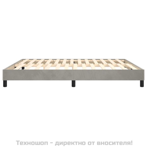 Рамка за легло с пружини, светлосива, 180x200 см, кадифе