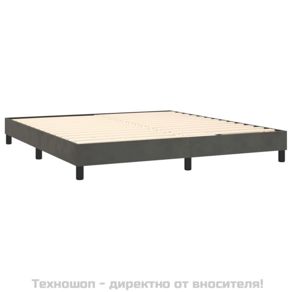 Рамка за легло с пружини, тъмносива, 180x200 см, кадифе