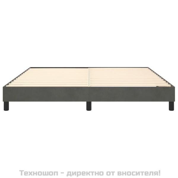 Рамка за легло с пружини, тъмносива, 180x200 см, кадифе