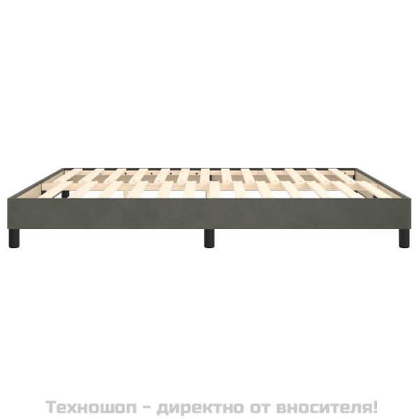Рамка за легло с пружини, тъмносива, 180x200 см, кадифе