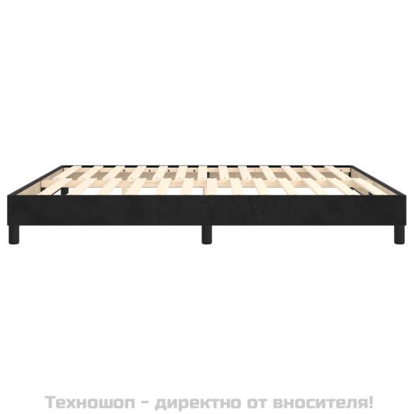 Рамка за легло с пружини, черна, 180x200 см, кадифе