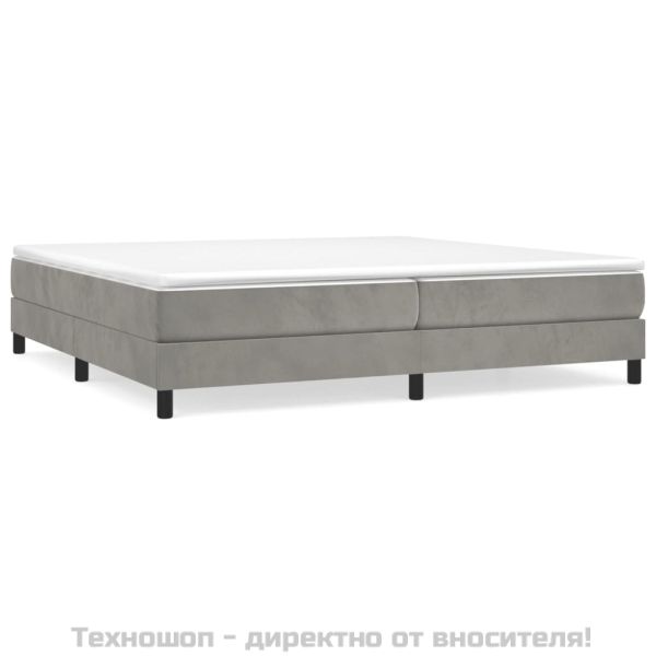 Рамка за легло с пружини, светлосива, 200x200 см, кадифе