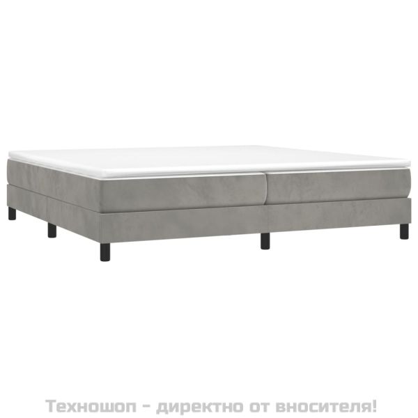 Рамка за легло с пружини, светлосива, 200x200 см, кадифе