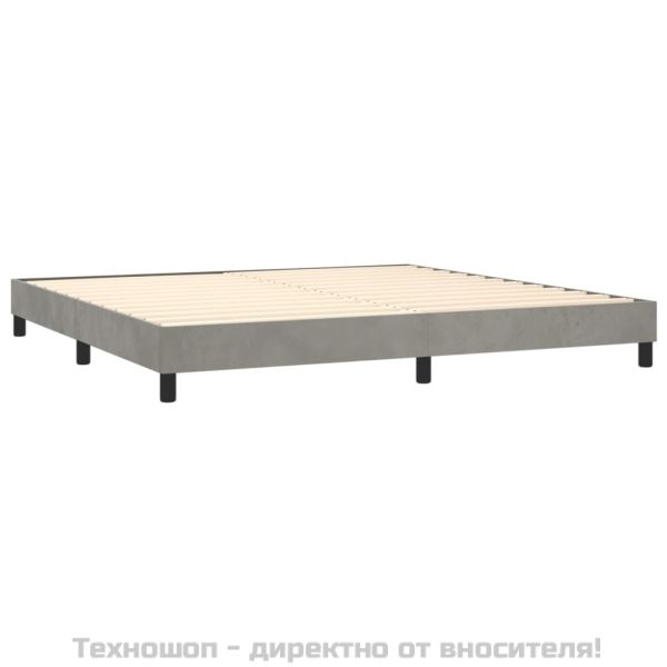 Рамка за легло с пружини, светлосива, 200x200 см, кадифе