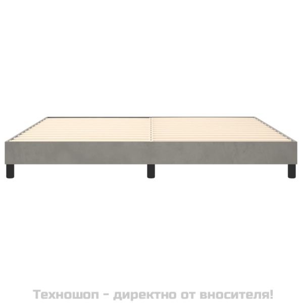 Рамка за легло с пружини, светлосива, 200x200 см, кадифе