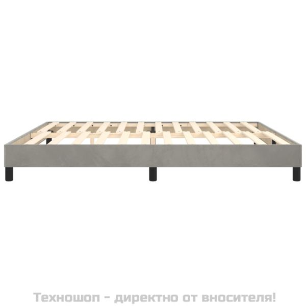 Рамка за легло с пружини, светлосива, 200x200 см, кадифе