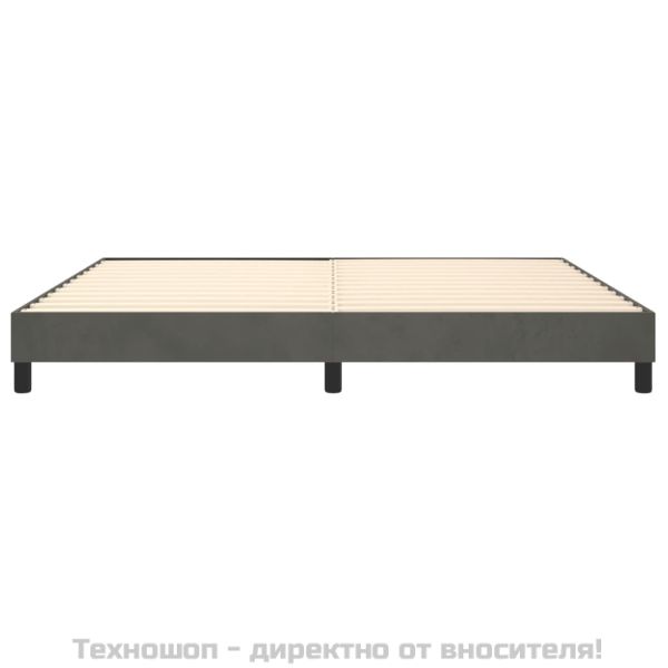 Рамка за легло с пружини, тъмносива, 200x200 см, кадифе