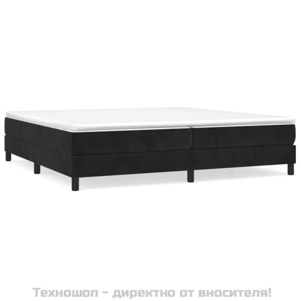 Рамка за легло с пружини, черна, 200x200 см, кадифе