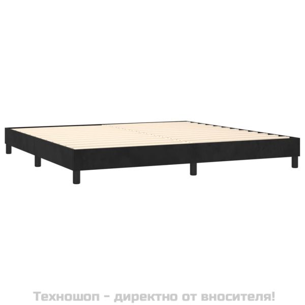 Рамка за легло с пружини, черна, 200x200 см, кадифе
