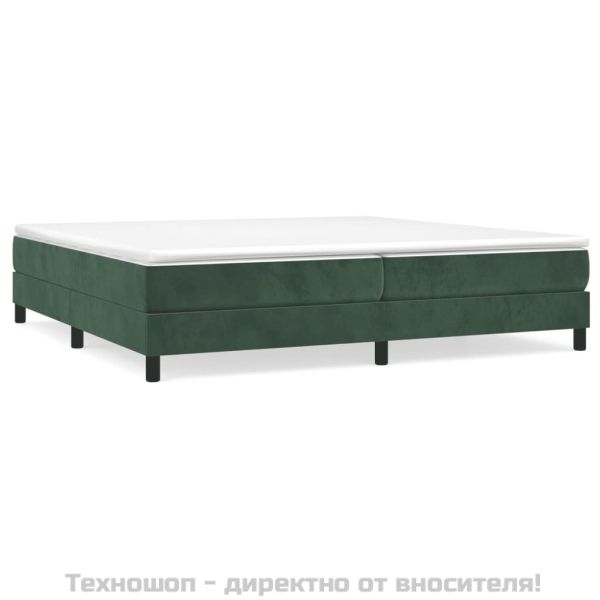 Рамка за легло с пружини, тъмнозелена, 200x200 см, кадифе
