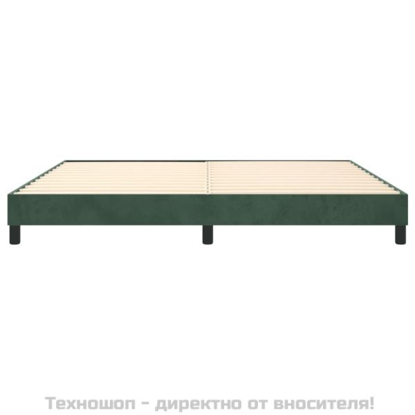 Рамка за легло с пружини, тъмнозелена, 200x200 см, кадифе