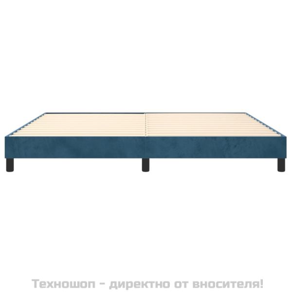 Рамка за легло с пружини, тъмносиня, 200x200 см, кадифе