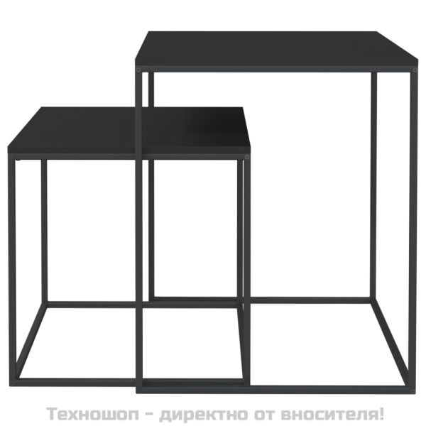 Комплект маси за кафе, 2 бр, инженерно дърво и метал