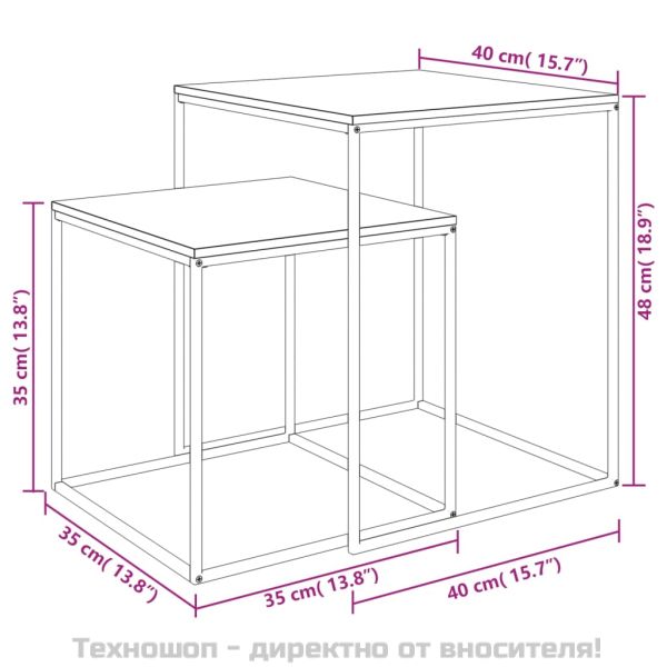 Комплект маси за кафе, 2 бр, инженерно дърво и метал