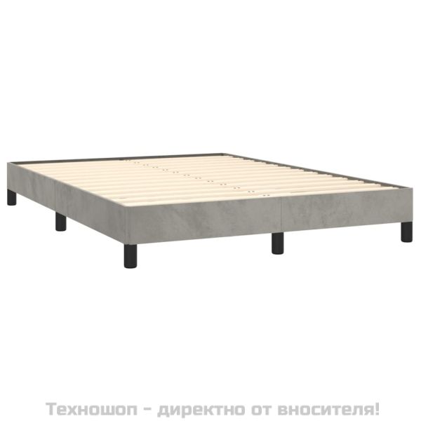 Рамка за легло без матрак, светлосив, 140x190 см, кадифе