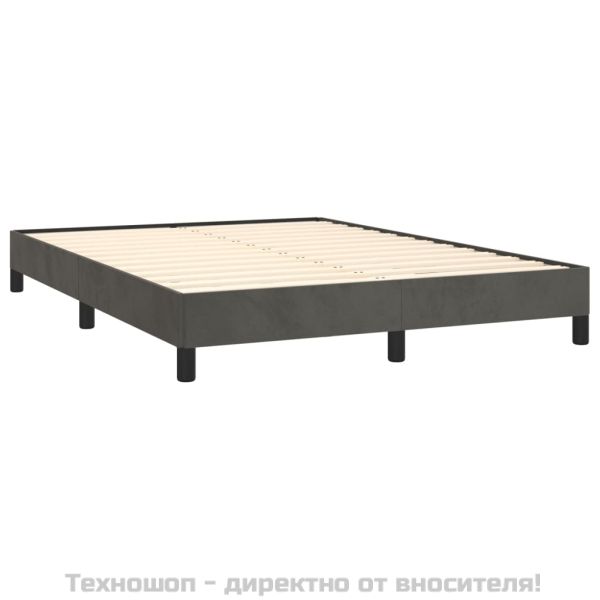 Рамка за легло без матрак, тъмносива, 140x200 см, кадифе