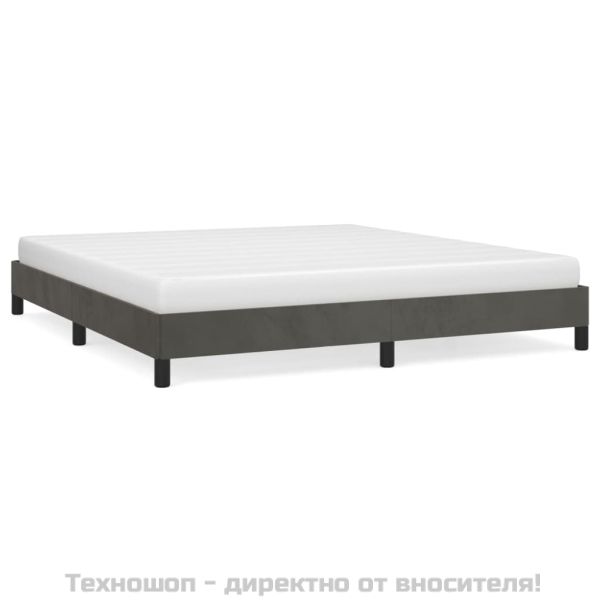 Рамка за легло без матрак, тъмносива, 160x200 см, кадифе