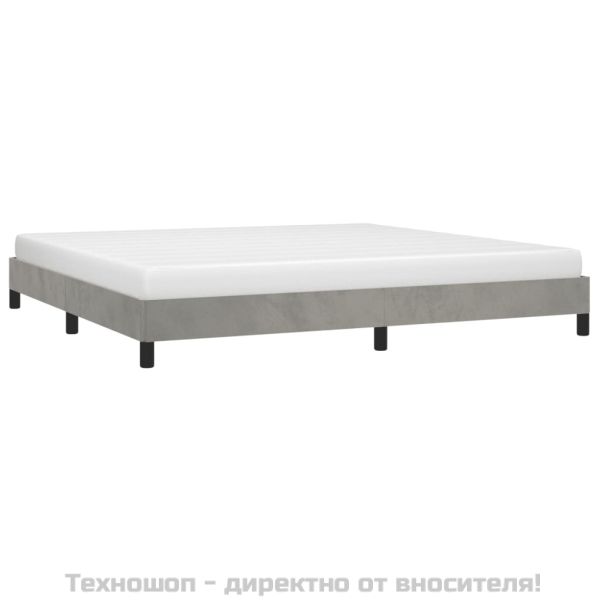 Рамка за легло без матрак, светлосива, 200x200 см, кадифе