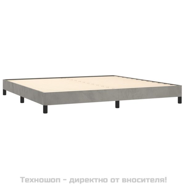 Рамка за легло без матрак, светлосива, 200x200 см, кадифе