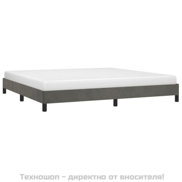 Рамка за легло без матрак, тъмносива, 200x200 см, кадифе