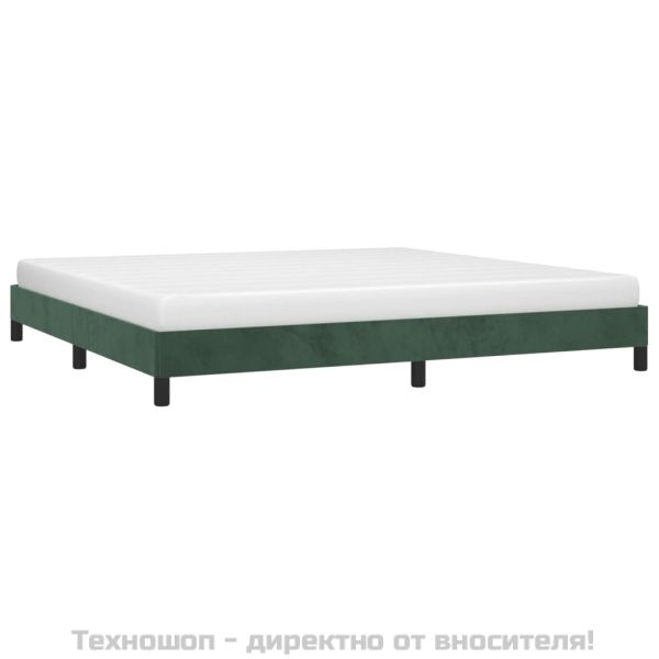 Рамка за легло без матрак, тъмнозелена, 200x200 см, кадифе
