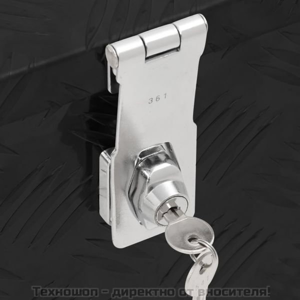 Кутия за съхранение, черна, 60x23,5x23 см, алуминий