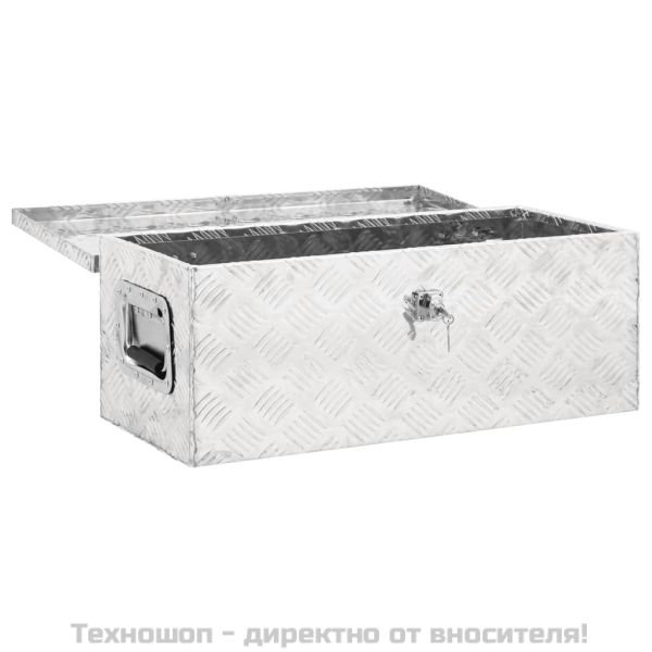 Кутия за съхранение, сребриста, 70x31x27 см, алуминий