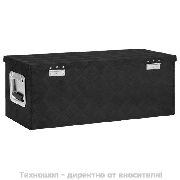 Кутия за съхранение, черна, 70x31x27 см, алуминий